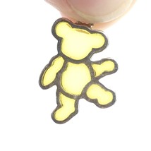 JEZLAINE sterling silver teddy bear charm - yellow plique-a-jour stained glass - £15.71 GBP