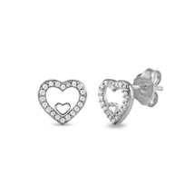 10K White Gold 0.12ct TDW Diamond Heart Stud Earrings - £143.35 GBP