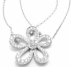 Authentic! Van Cleef &amp; Arpels Flowerlace 18k Gold Diamond Pendant Necklace Cert. - £21,517.04 GBP