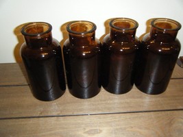 Set of 4 -GLASS brown amber bottles - £8.60 GBP