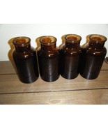 Set of 4 -GLASS brown amber bottles - $10.80