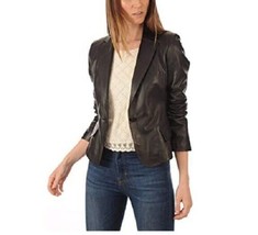 Leather Blazer Coat Jacket Women Lambskin Ladies Trench Biker Kim Fit Up... - £101.06 GBP