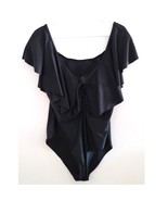 MAXMODA Ruffle Front Open Back Bathing Suit Swimsuit Black Size XXL - €26,30 EUR