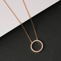 14K Rose Gold Plated Silver 0.08Ct TDW Diamond Circle Shape Pendant Necklace - £80.41 GBP