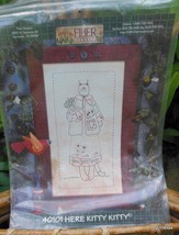 Embroidery Sampler Pattern  &quot;Here Kitty Kitty&quot;  14 x 20 in.  Complete / Unused - £10.43 GBP