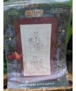 Embroidery Sampler Pattern  &quot;Here Kitty Kitty&quot;  14 x 20 in.  Complete / ... - £10.56 GBP