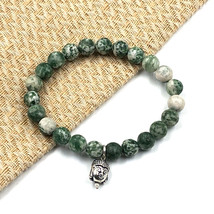 Natürlich Baum Achat Buddha 8 MM Perlen 7.5 &quot; Dehnbar Armband BBB-19 - £10.31 GBP