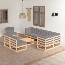  Garden Lounge Set Grey Solid pine wood Medium Modular - $1,579.00 CAD