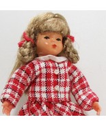 Dressed Little Girl Red Plaid 01 0749 Caco Flexible Dollhouse Miniature - $23.09
