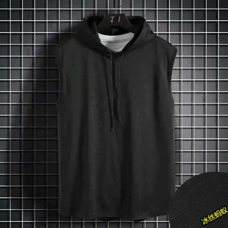 Running Vest Ice Hoodie Fitness Men Women Hooded Tank Top Vest wear Sleeveless S - £85.46 GBP