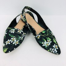 Franco Sarto Scarlett Slingback Flat Shoes Black Floral 8 Pointed Closed Toe - £31.84 GBP