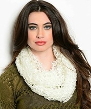 Scarf 60 in x 15 in Open Weave Soft Lightweight Ivory White Sequin Infin... - $9.89