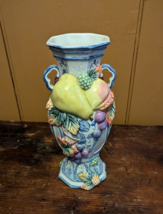 VTG HTF Fitz And Floyd Classics Ambrosia Ceramic Fruit Vase Double Handles 9.25” - $43.31