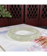 Natural Certified Hand Carved Ruyi Bat Green Lake Hetian Jade Bangle 52MM - $214.99