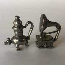 Small Mini Vintage Metal Phonograph Record Player &amp; Coffee Urn Doll Hous... - $14.00