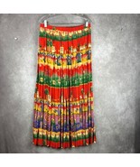 Vintage Maxi Skirt M/L Red Pleated Hippie Boho Cottagecore Teacher Vibes... - $40.36 CAD