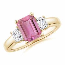 ANGARA Pink Tourmaline and Diamond Three Stone Ring for Women in 14K Solid Gold - £1,666.43 GBP