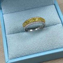 Rond Brillant Coupe Jaune Labo Grown Diamant Mariage Bande 14k Or (1.01 ... - $791.60