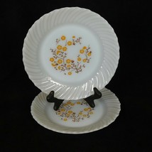 Termocrisa Mexico Lot of 2 Milk Glass Yellow &amp; Brown Floral Bread Plates 7&quot; Vtg - £9.28 GBP