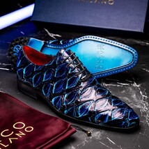 Marco Di Milano Genuine Pirarucu Exotic Lace-Up Shoes Olivieri Royal Blue image 7