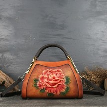 Genuine Leather Vintage Embossing Women Handbags New Fashion Casual Tote Cowhide - £119.19 GBP