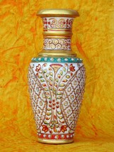 9&quot; Marble Vase Flower Pot Handicraft Meenakari Stone Hand Painted Indian... - $74.25