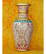 9&quot; Marble Vase Flower Pot Handicraft Meenakari Stone Hand Painted Indian... - £58.38 GBP