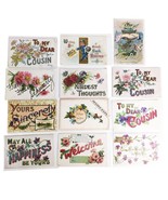 Lot 12 Antique Early 1900s Luck Friendship Cousin Floral Greeting Card P... - $494.60 MXN