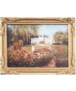 DOLLHOUSE Framed Picture White Mansion in Garden Miniature - £5.98 GBP