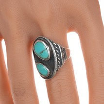 sz9.75 c1940&#39;s Native American silver and turquoise ring - $222.75