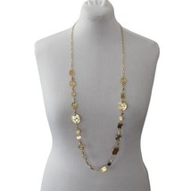 Chicos Wanda Long Necklace Gold Tone Coin Inspired New - $34.99