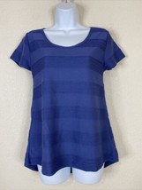 LuLaRoe Womens Size XS Blue Textured Stripe T-shirt Short Sleeve Scoop Neck - £4.53 GBP