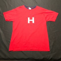 Vintage Tommy Hilfiger Tee T Shirt Mens M Red Logo Made in USA Crew Neck - £13.47 GBP