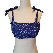 Bikini Top Blue Polka Dot Woman&#39;s M Swim Suit Tie Straps Halter Style Va... - $14.94