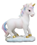 Pastel Colors Rainbow Mane Gold Horn Unicorn Mare Horse On Clouds Figuri... - $34.28 CAD