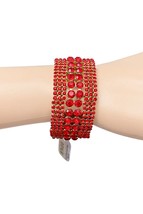 1.25" Wide Classic Red Crystals Party Bracelet Wedding Guest Pageant Bracelet - $24.70
