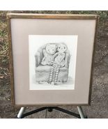 EDGAR HOLLOWAY Original 1984 MODERN VINTAGE 'Doll &amp; Bear' SIGNED PENCIL ... - $792.00
