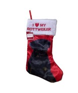 Christmas 18” Red Satin Dog Stocking “I ❤️ My Rottweiler” NWT - £9.71 GBP