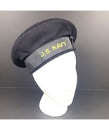 WWII -Vietnam Era US Navy Blue Wool Flat Hat With Band size 7 Navy Memor... - $63.66 CAD