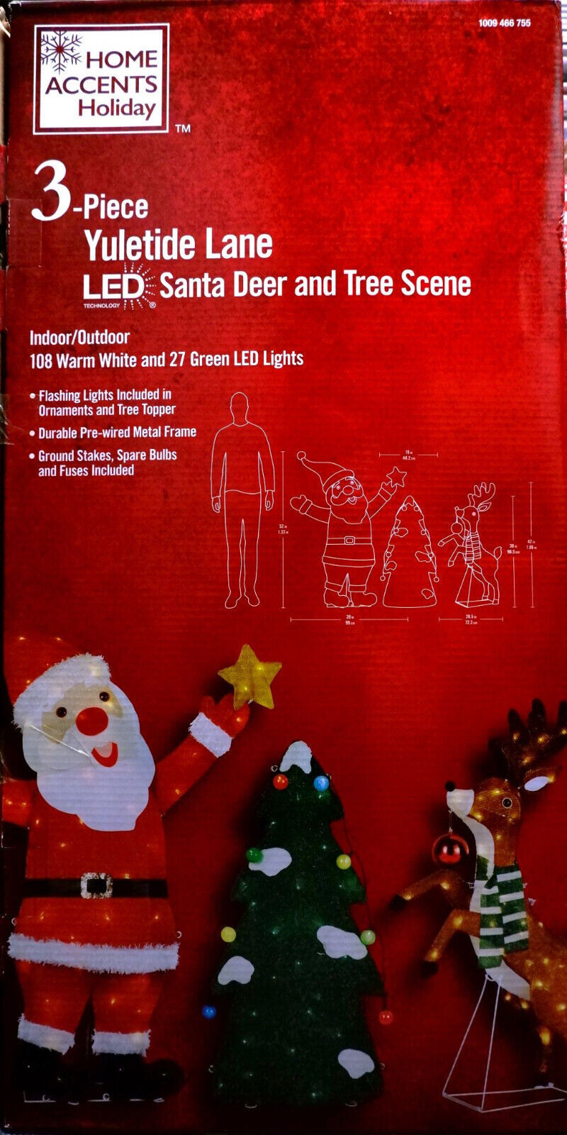 HOME ACCENTS HOLIDAY 1009 466 755 3-PIECE YULETIDE LANE LED SANTA DEER T... - $129.98
