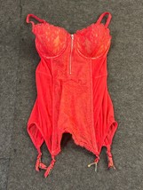 Victoria&#39;s Secret Red Lace Bustier Women&#39;s 36D Long Sexy Lingerie - £27.24 GBP