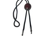 Bolo/bola tie oval silvery  filigree setting Polished Red Burgundy Stone... - $12.74