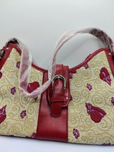 Womens  Red  Embroidered Adjustable Shoulder Strap  Handbag Purse. New With Tag - $23.38