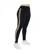 Black Leggings Side Panel Designs Womens Size Large High Waist - $6.92