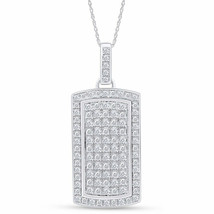 0.70 CT Round Simulated Diamond 14K White Gold Plated Men's Dog Tag's Pendant - £109.19 GBP