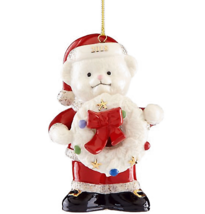 Lenox 2018 Santa Teddy Bear Figurine Ornament Annual Wreath Christmas Gift NEW - £26.33 GBP