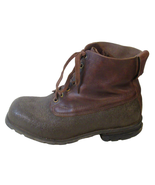 Vintage 1960s Swedish army work boots Brown leather shoes military rubber - £23.98 GBP