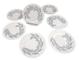 Set of 7 Vtg Syracuse China DAWN BERKELEY 6.25&quot; Bread Plates Gray Leaves... - £19.03 GBP