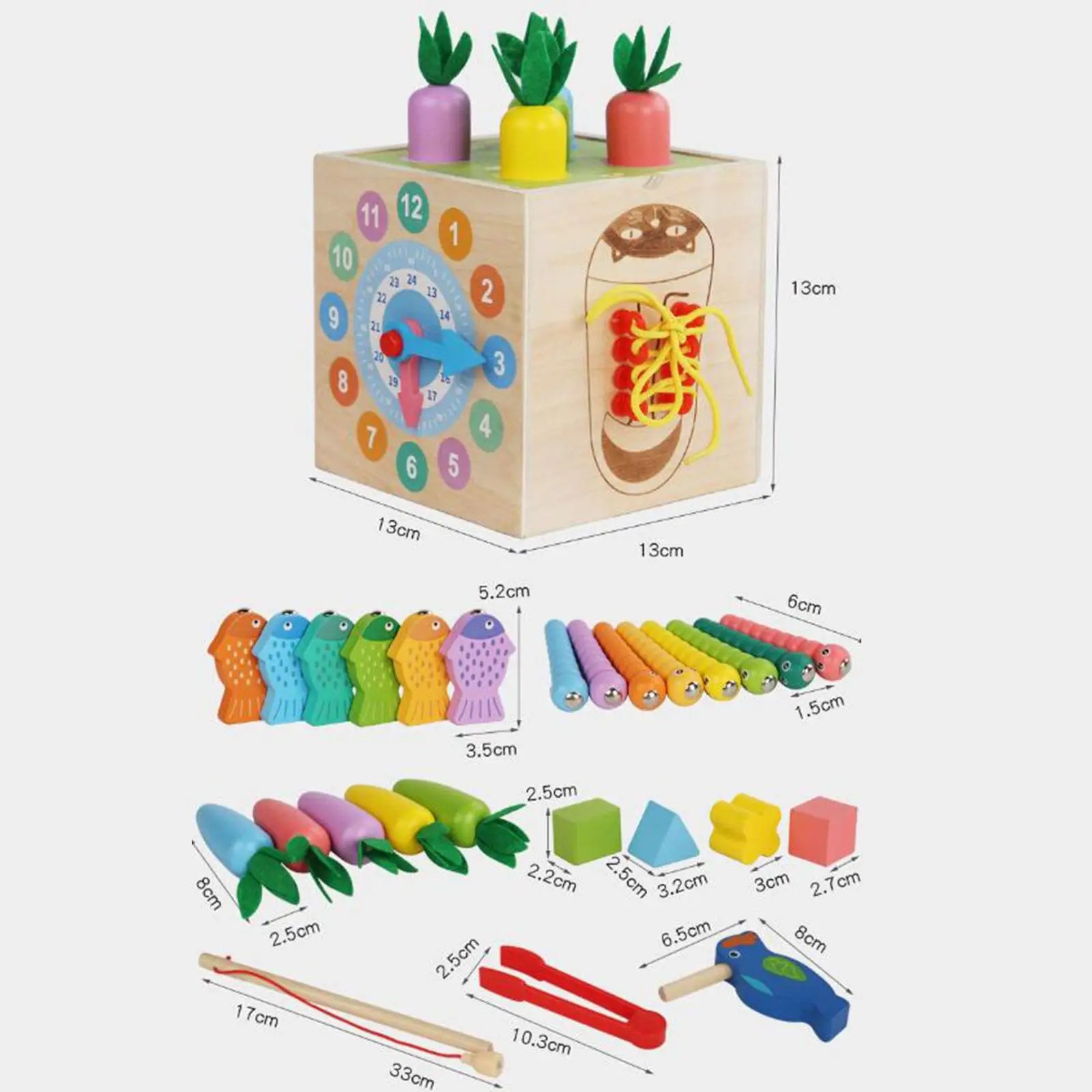 Intelligence Box Shape Set Early Learning Wooden Building Blocks Color Matching - £24.06 GBP