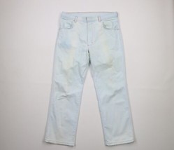 Vintage 90s Wrangler Mens 36x28 Thrashed Wide Leg Denim Jeans Pants Blue USA - £35.00 GBP